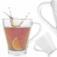 KUBEK SZKLANY Z UCHEM SZKLANKA DO KAWY HERBATY 250 ML GRUBE SZKŁO ZDOBIONY