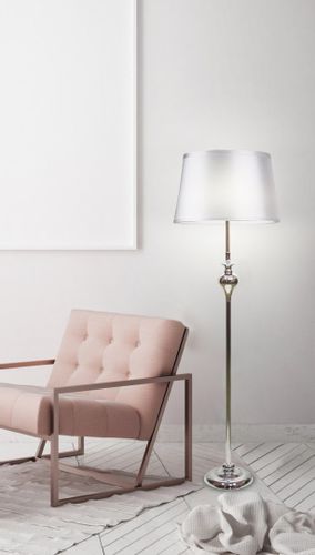 Prima lampa podłogowa chromowy 1x60W E27 abażur srebrny na Arena.pl