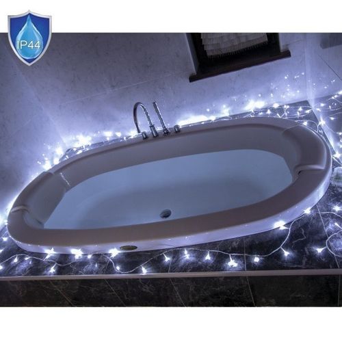 Lampki 100 LED zimny biały, baterie na Arena.pl