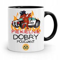 Kubek Czarny Prezent Piekielnie Dobrego Policjanta Z Nadrukiem Ze Zdjęciem