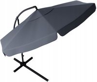 PARASOL OGRODOWY DUŻY SKŁADANY 350cm Z WYSIĘGNIKIEM JASNY SZARY + POKROWIEC