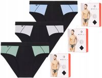 SLIPY MAJTKI MĘSKIE BAWEŁNIANE KLASYCZNE KOLOROWE WSTAWKI 3-SZT MORAJ - 3XL