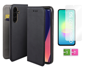 Etui z klapką do SAMSUNG GALAXY A27 5G smart magnet czarny case + szkło 9H