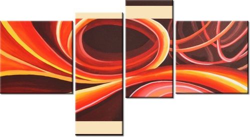 100 55CM OBRAZ 4 ELEM POMARAŃCZOWY WIR PŁÓTNO DRUK na Arena.pl