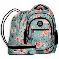 Zestaw plecak szkolny piórnik młodzieżowy do klas 4-8 kwiaty róże pastel