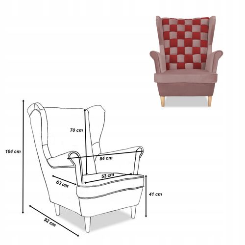 Zestaw uszak CAROL DUO sofa fotele różowo - czerwony na Arena.pl