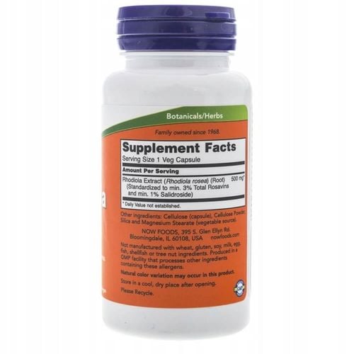 NOW Foods Rhodiola Rosea Różaniec Górski 500mg 60vegecaps na Arena.pl