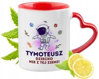 Kubek Czerwony Z Uszkiem W Kształcie Serca Dla Tymoteusza Na Prezent