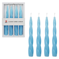Świece Stożkowe Spiralne Bezzapachowe Niebieskie 19 cm Zestaw 4 Sztuk