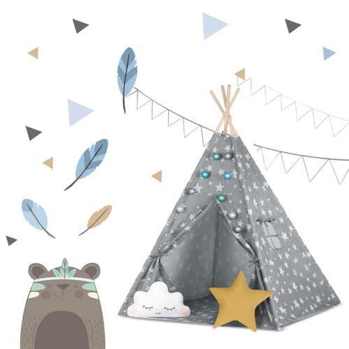 Namiot tipi dla dzieci ze światełkami Nukido - szary w gwiazdki na Arena.pl