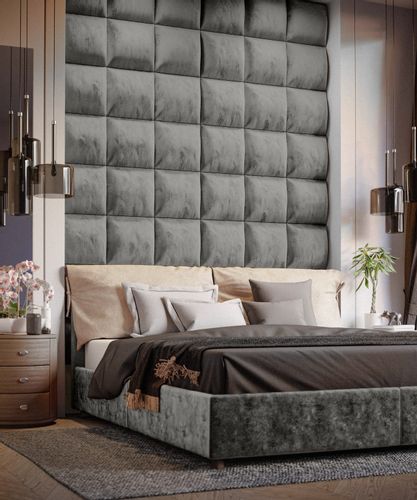 PANELE TAPICEROWANE ŚCIENNE SZARE WEZGŁOWIE 3D 40cm x 40cm na Arena.pl