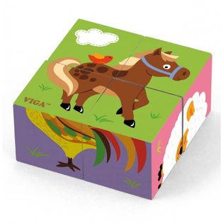 Drewniana układanka Farma Puzzle Viga Toys 4 klocki