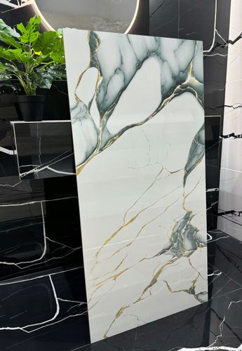 Gres polerowany 120x60 ZŁOTE REFLEKSY marmur Ice Blue WYSOKI POŁYSK - HIT! na Arena.pl