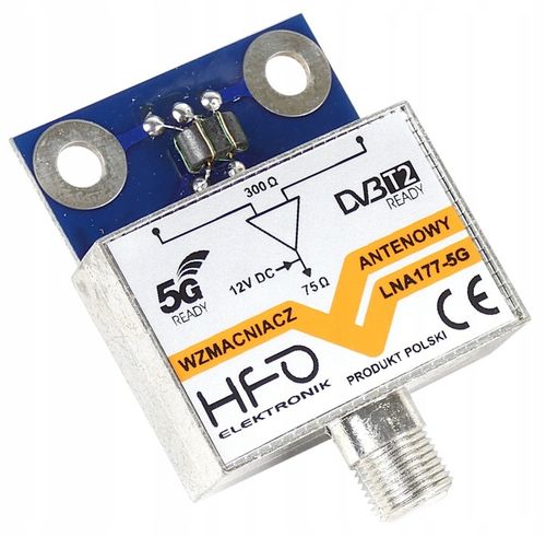 Wzmacniacz antenowy DVB-T2 dopuszkowy LNA-177 5G 27dB zasilanie 12V na Arena.pl