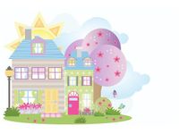 60X40CM PASTELOWE DOMKI OBRAZ