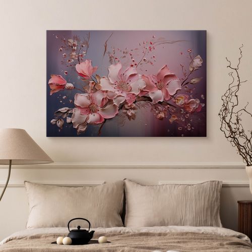 Obraz Ścienny Do Salonu Różowe Kwiaty Abstrakcja Abstrakcja 90cm x 60cm na Arena.pl