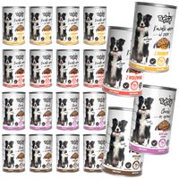 MOKRA KARMA DLA PSA TufTuf puszka kawałki mięsne MIX SMAKÓW ZESTAW 20x415g