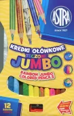 Kredki ołówkowe tęczowe Jumbo, 12 kolorów + temperówka