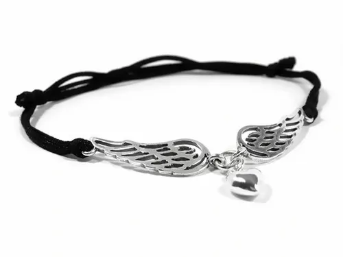 SREBRNA BRANSOLETKA SZNURKOWA SERCE ANIOŁA ZE SREBRA PRÓBY 925 na Arena.pl