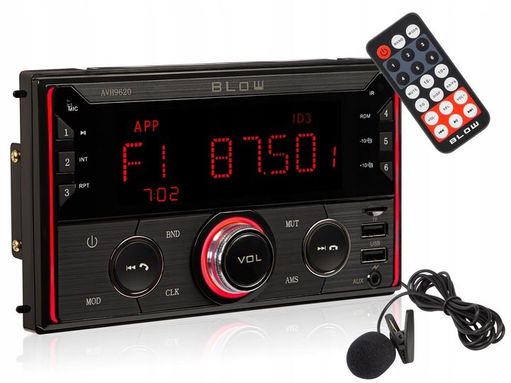 RADIO SAMOCHODOWE 2-DIN BLUETOOTH USB SD RDS LCD RGB MIKROFON PILOT zdjęcie 7