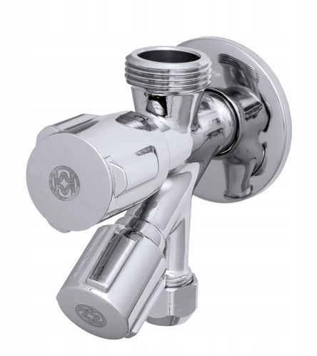 ZAWÓR KĄTOWY KOMBINOWANY 1/2x3/4x3/8 PODWÓJNY KUCHNIA ŁAZIENKA PRALKA na Arena.pl