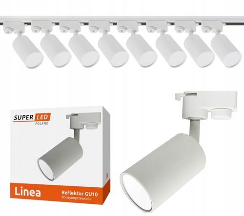 Reflektor szynowy LED lampa na żarówkę 8x GU10 + szynoprzewód 2m na Arena.pl