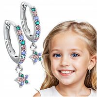 Kolczyki srebrne 925 dla dziewczynki wiszące gwiazdki prezent na Komunię