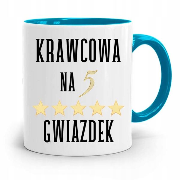 Kubek Błękitny Krawcowej Krawca Na 5 Gwiazdek Z Nadrukiem Ze Zdjęciem zdjęcie 1