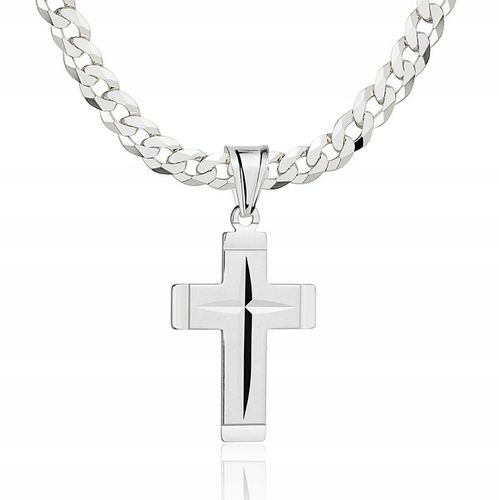 Łańcuszek Srebrny Męski Pancerka Diamentowany Krzyżyk pr 925 Grawer Gratis na Arena.pl