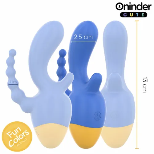 oninder cute triple vibrator z aplikacją - 9 trybow, usb, niebiesko-żołty na Arena.pl