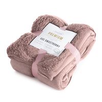 Koc flano 170x210 cm baranek TEDY różowy miękki i ciepły stylowy