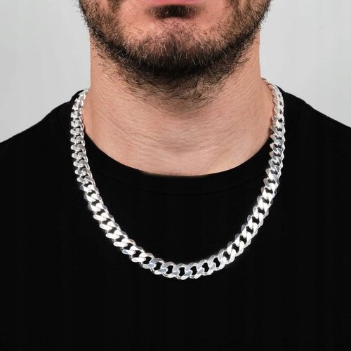 SZEROKI Łańcuszek Srebrny Męski 10mm SREBRO pr.925 ŁAŃCUCH DIAMENTOWANY na Arena.pl