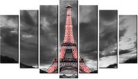 80CM 140CM OBRAZ 7 ELEM CZERWONA WIEŻA EIFFLA ŚCIENNY