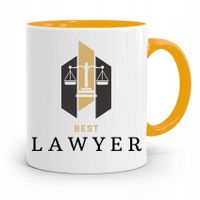 Kubek Żółty Dla Prawnika Mecenasa Best Lawyer Z Nadrukiem Ze Zdjęciem