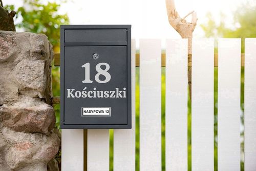 SKRZYNKA POCZTOWA NA LISTY POCZTĘ Z NUMEREM DOMU NAZWĄ ULICY NAPIS ANTRACYT na Arena.pl