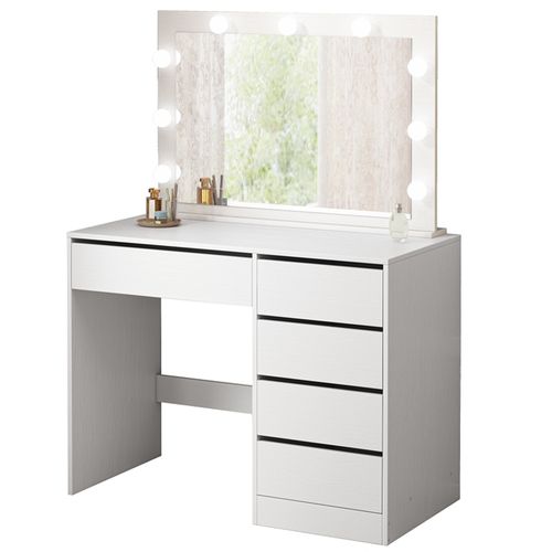 Toaletka kosmetyczna do makijażu wizażu z lustrem led nowoczesna glamour bi na Arena.pl