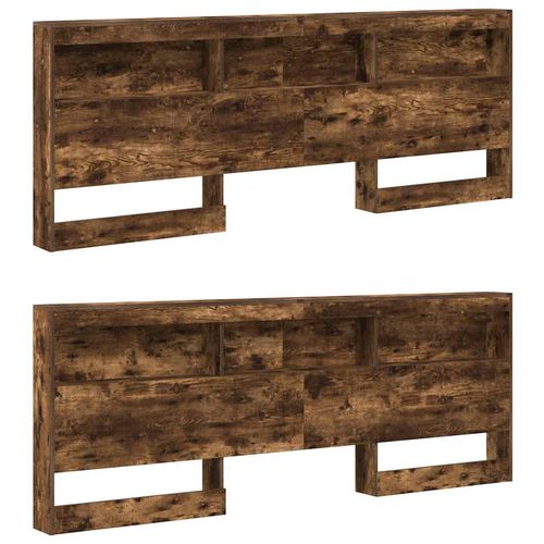 Łóżko z półką dąb wędzony 180x200 cm z drewna inżynieryjnego na Arena.pl