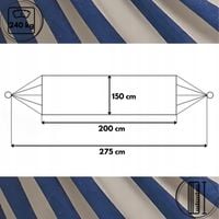 HAMAK OGRODOWY TURYSTYCZNY BOHO DWUOSOBOWY 150x275cm 240kg NIEBIESKO-BIAŁY