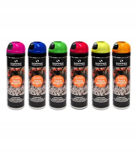 Farba geodezyjna spray SOPPEC TRACK MARKER FLUO 12szt. do znakowania na Arena.pl
