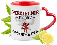 Kubek Dla Informatyka Czerwony Z Uszkiem W Kształcie Serca Na Prezent