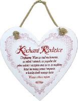 Tabliczka drewniana - Kochani rodzice Dziękujemy Wam... ...Wasza córka z mężem - serce