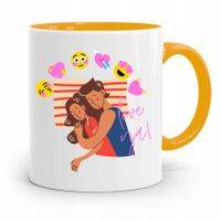 Kubek Żółty Na Walentynki Love You Prezent Z Nadrukiem Ze Zdjęciem