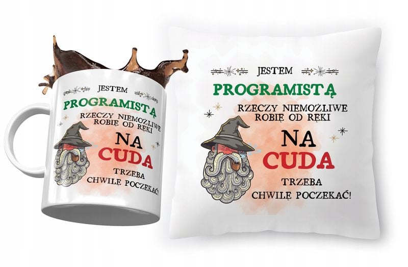 Zestaw Dla Programisty Poduszka + Kubek Na Prezent Z Nadrukiem Ze Zdjęciem zdjęcie 1