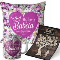 ZESTAW PODUSZKA + KUBEK PREZENT NA DZIEŃ BABCI GRATIS PLAKAT PODZIĘKOWANIE