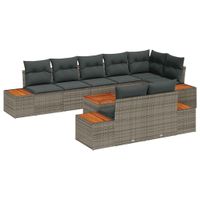Zestaw Sof na Ogród z poduszką 9 pcs Szary Polirattan