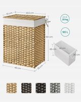 Duży kosz na pranie do przechowywania 90l SZTUCZNY RATTAN