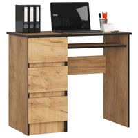 Biurko komputerowe, szuflady, lewe, ASTOR, 90x50x77, dąb craft | TYLETEGOTU