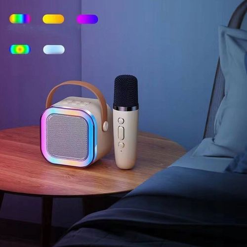 GŁOŚNIK BLUETOOTH PRZENOŚNE KARAOKE LAMPKA RGB 2 MIKROFONY USB SD MINI JACK na Arena.pl