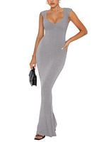 Sukienka maxi prążkowana dopasowana do karmienia szara syrena rozmiar S