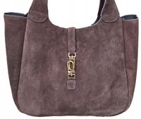 Torebka WłoskaZAMSZOAWA worek SKÓRA NATURALNA Vera Pelle CZEKOLADOWA